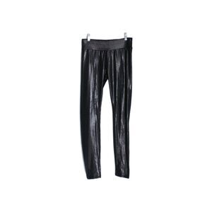 Hue Metallic Leggings Black Pewter Women's Size Small NWT